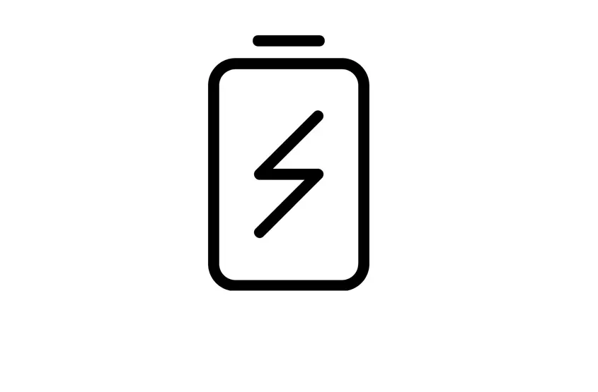 Prosty rysunek liniowy baterii – symbolizuje energię lub zasilanie.