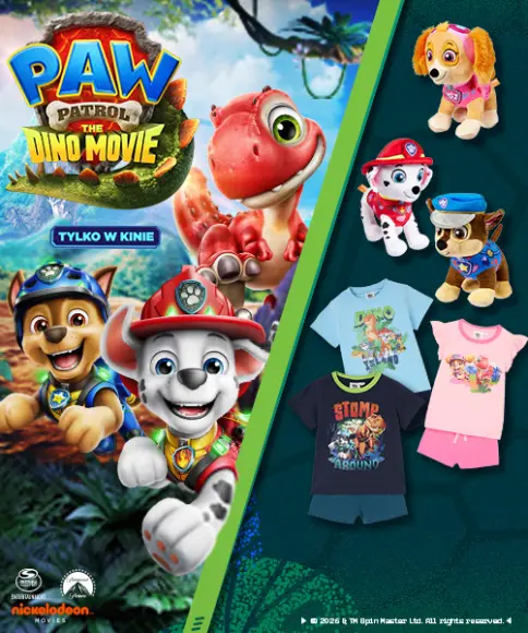 Dziecięce T-shirty PAW Patrol z ulubionymi bohaterami filmu PAW Patrol: Dino Movie dla chłopców i dziewczynek