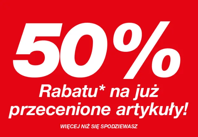50% dodatkowego rabatu* na artykuły z WYPRZEDAŻY