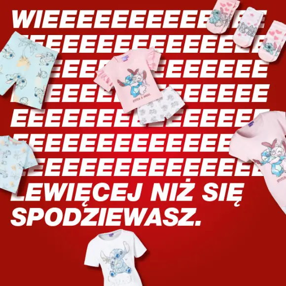 Kolorowa odzież dziecięca na wyrazistym czerwonym tle, z zabawną grafiką i tekstem „SO MUCH MORE THAN YOU THINK”.