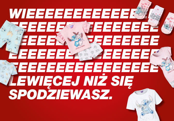 Kolorowa odzież dziecięca na wyrazistym czerwonym tle, z zabawną grafiką i tekstem „SO MUCH MORE THAN YOU THINK”.